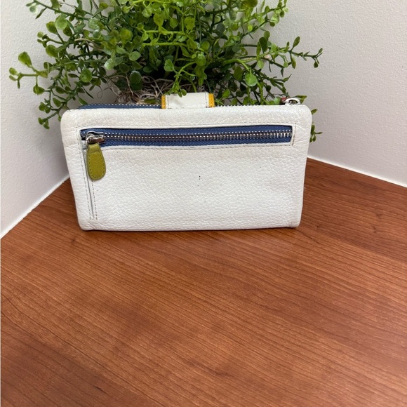 Brighton Leather Wallet White With multicolor Braided band around - Picture 3 of 16